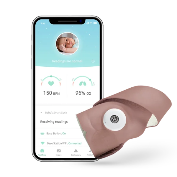 Owlet Smart Sock 3 - Owlet Okos zokni 0-18 hónapig (Matt rózsaszín)